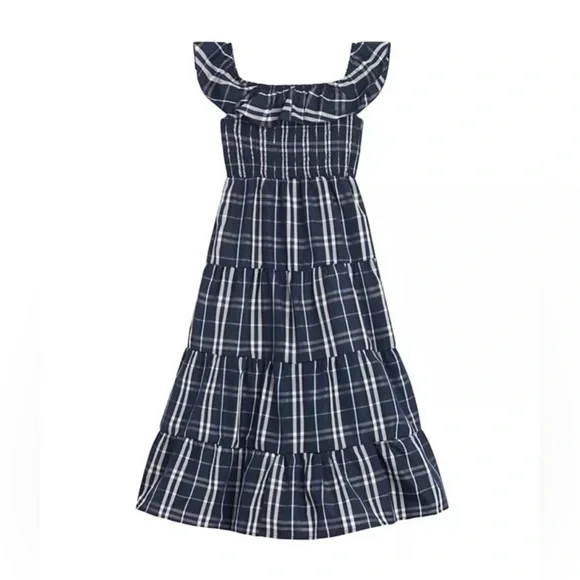 BCX Big Girls Plaid Taffeta Tiered Maxi Dress - Picture 2 of 6